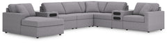 Ashley Furniture - Nexseat Granite 8 Piece Sectional With Audio System - Gray Next-Gen Nuvella - Sectionals