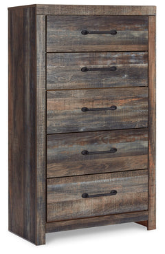 Ashley Furniture - Drystan Five Drawer Chest - Brown - Beige Wood - Chests
