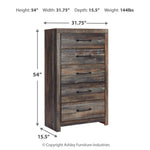 Ashley Furniture - Drystan Five Drawer Chest - Brown - Beige Wood - Chests - Additional View 5