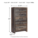 Ashley Furniture - Drystan Five Drawer Chest - Brown - Beige Wood - Chests - Additional View 5