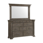 Elements International - KINGS COURT GREY DRESSER AND MIRROR - Dark Gray Wood - Dresser & Mirror