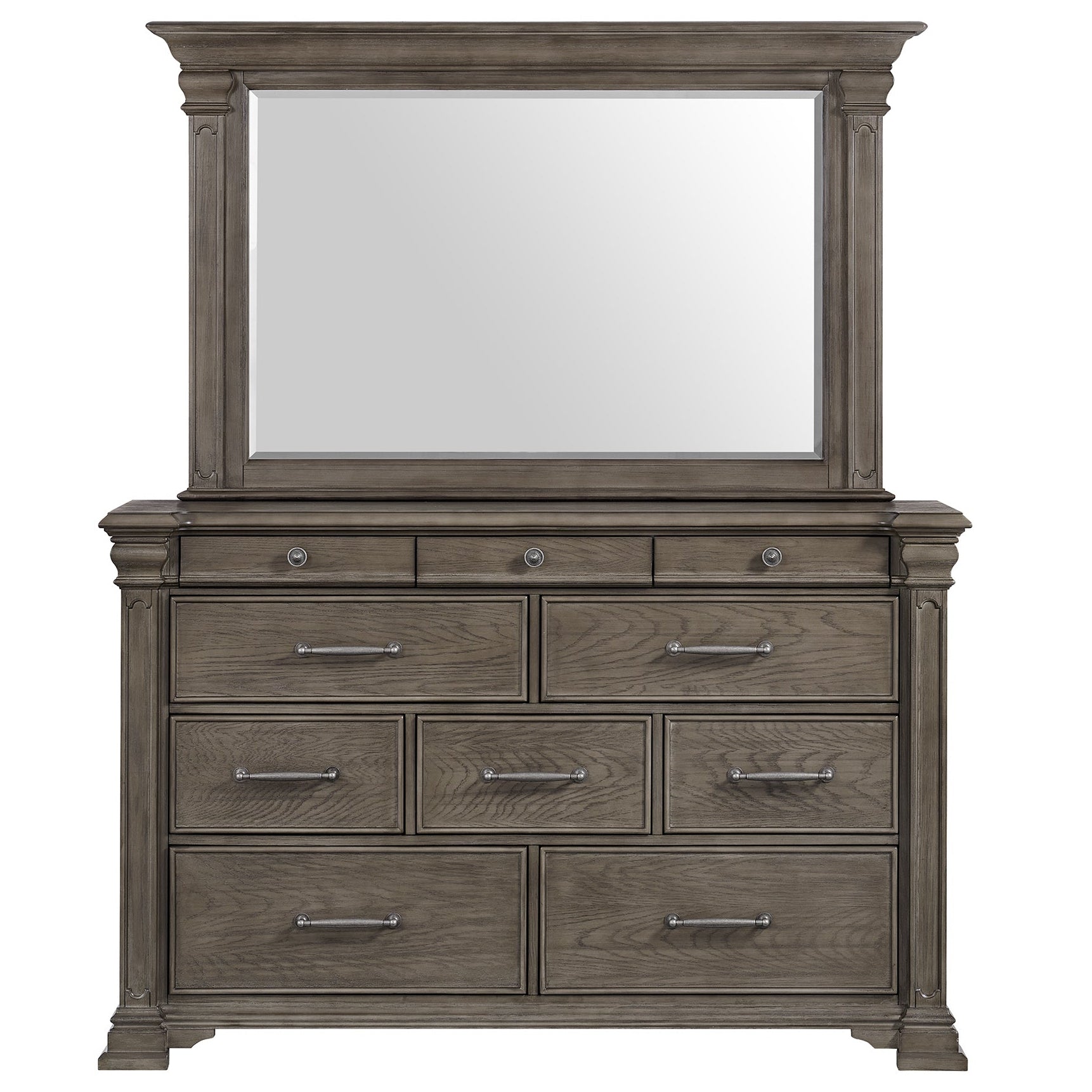 Elements International - KINGS COURT GREY DRESSER AND MIRROR - Dark Gray Wood - Dresser & Mirror - Additional View 6
