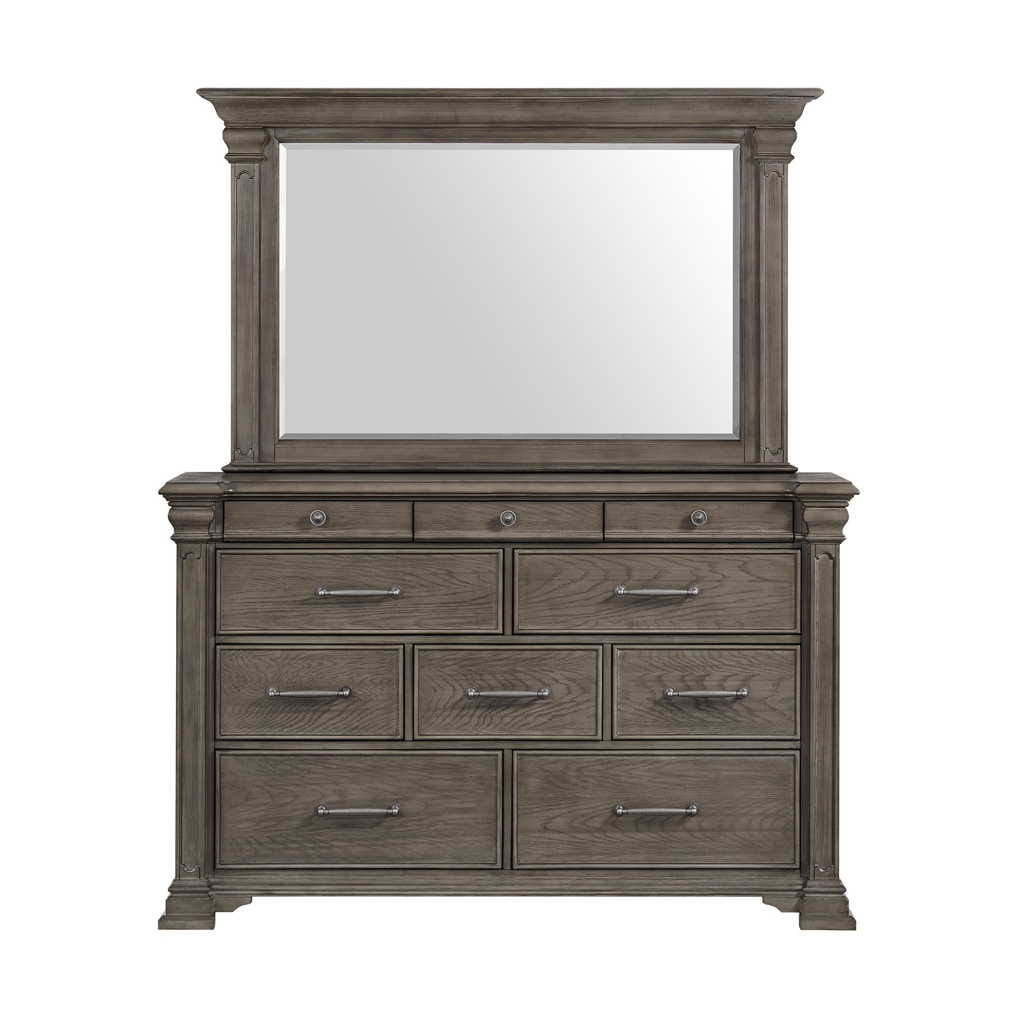 Elements International - KINGS COURT GREY DRESSER AND MIRROR - Dark Gray Wood - Dresser & Mirror - Additional View 6
