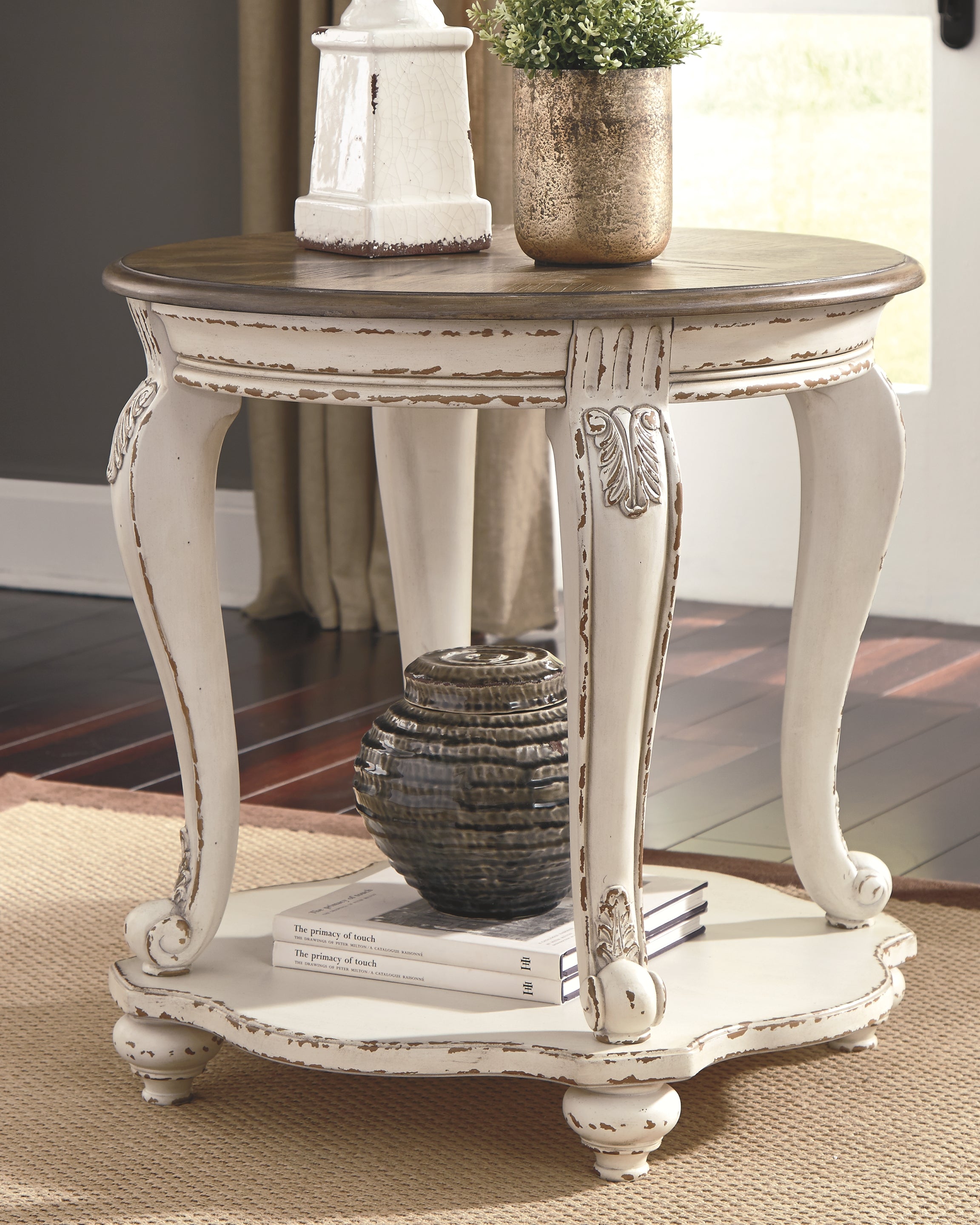 Ashley Furniture - Realyn Round End Table - Light Brown Wood - Tables - Additional View 1
