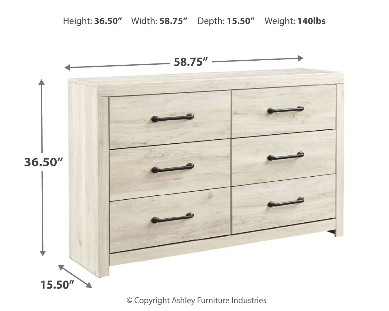 Ashley Furniture - Cambeck Dresser - White - Beige Wood - Dresser & Mirror - Additional View 3