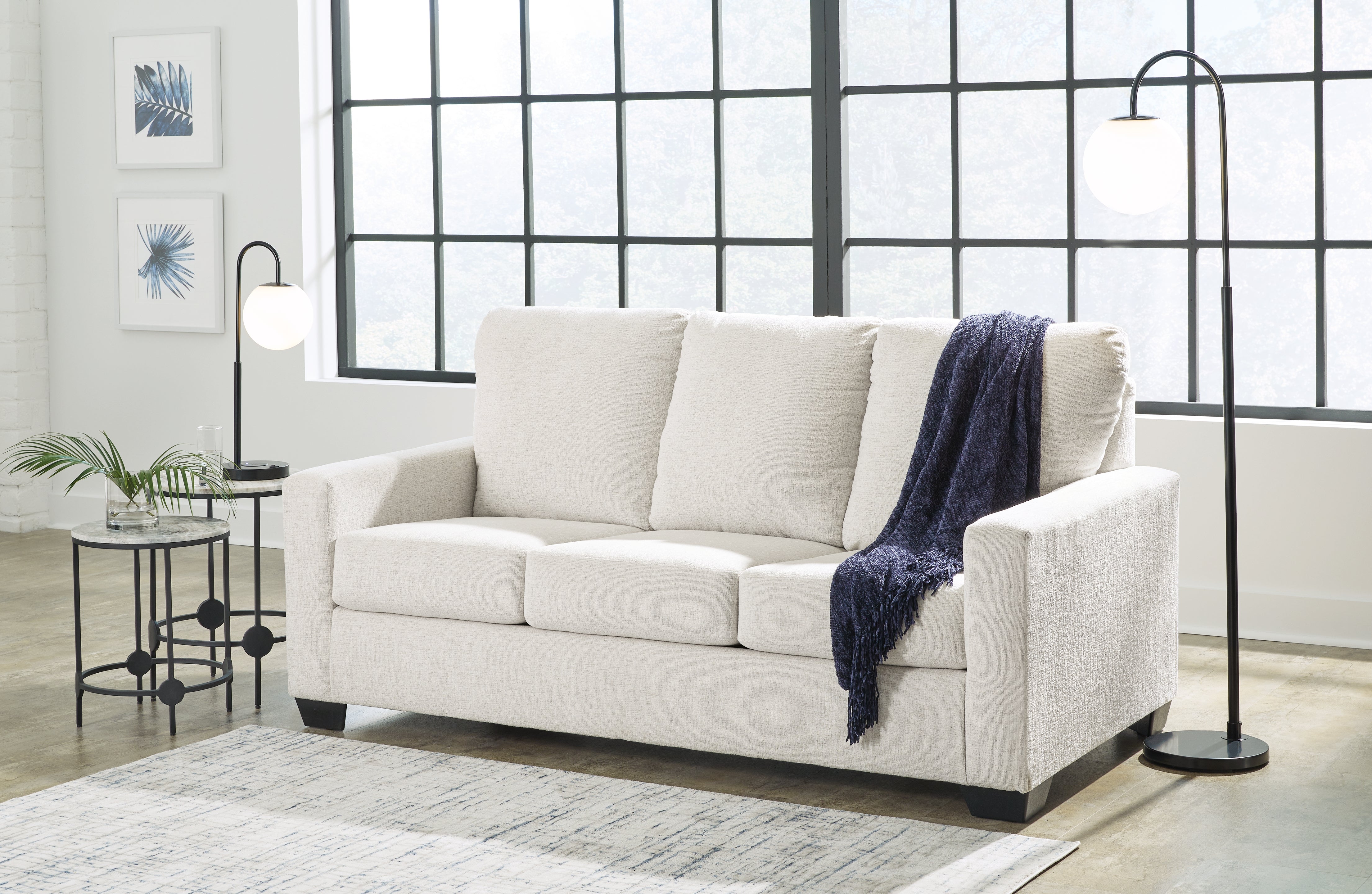Ashley Furniture - Rannis Full Sofa Sleeper - Snow - Beige Fabric - Sofas