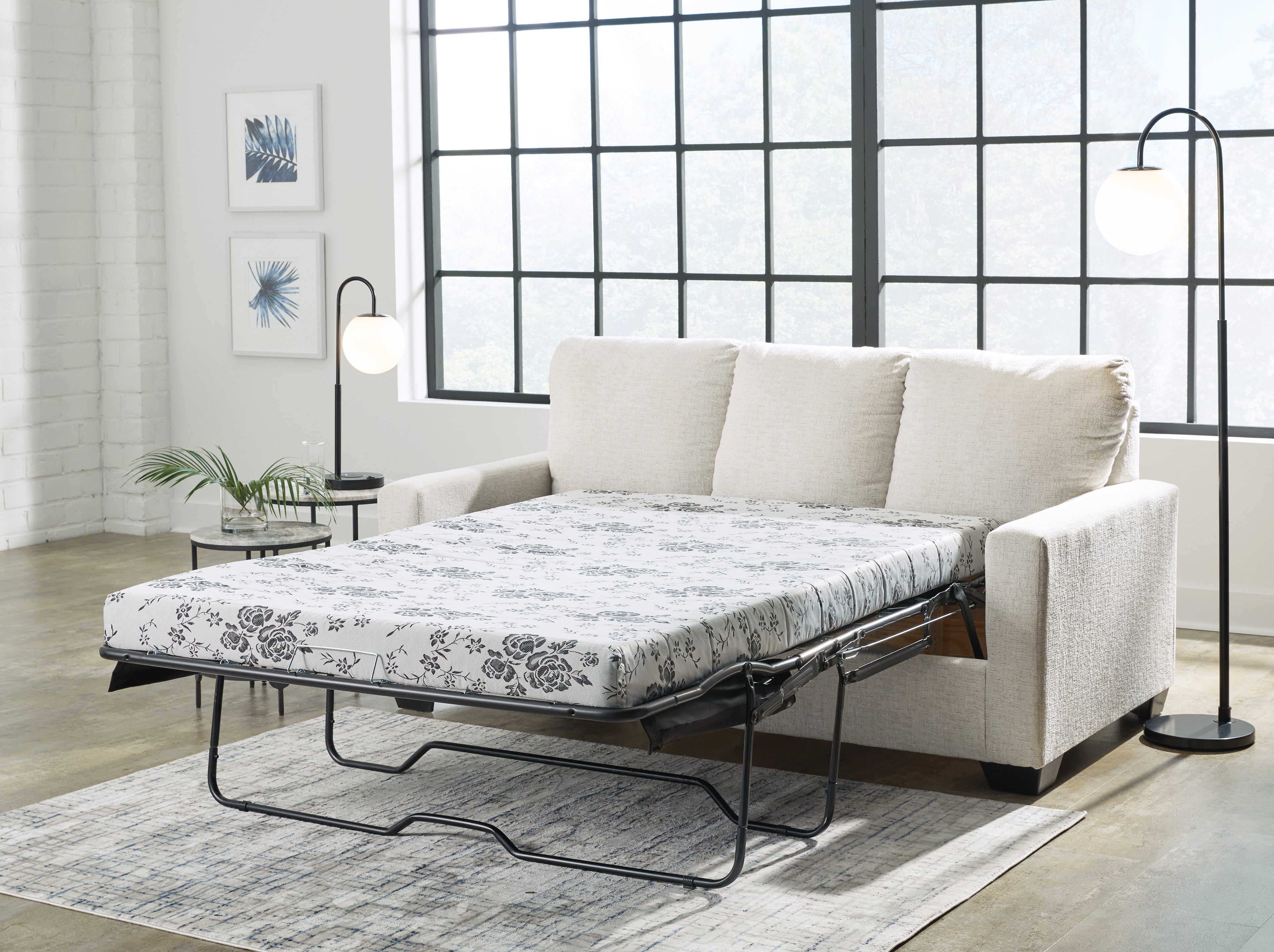 Ashley Furniture - Rannis Full Sofa Sleeper - Snow - Beige Fabric - Sofas - Additional View 7