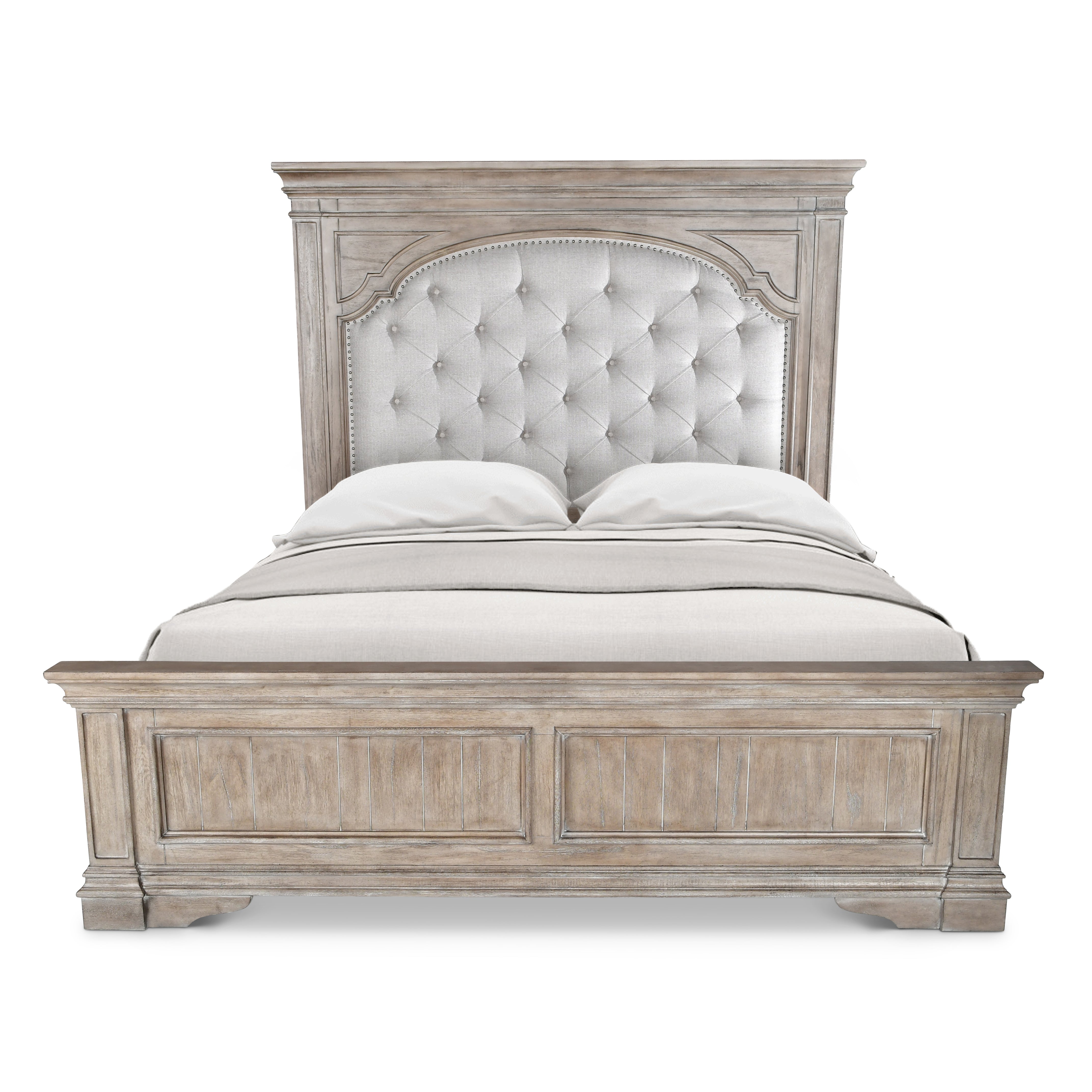 Steve Silver Furniture - Highland Park King Bed - Brown - Light Brown Faux Leather - Beds