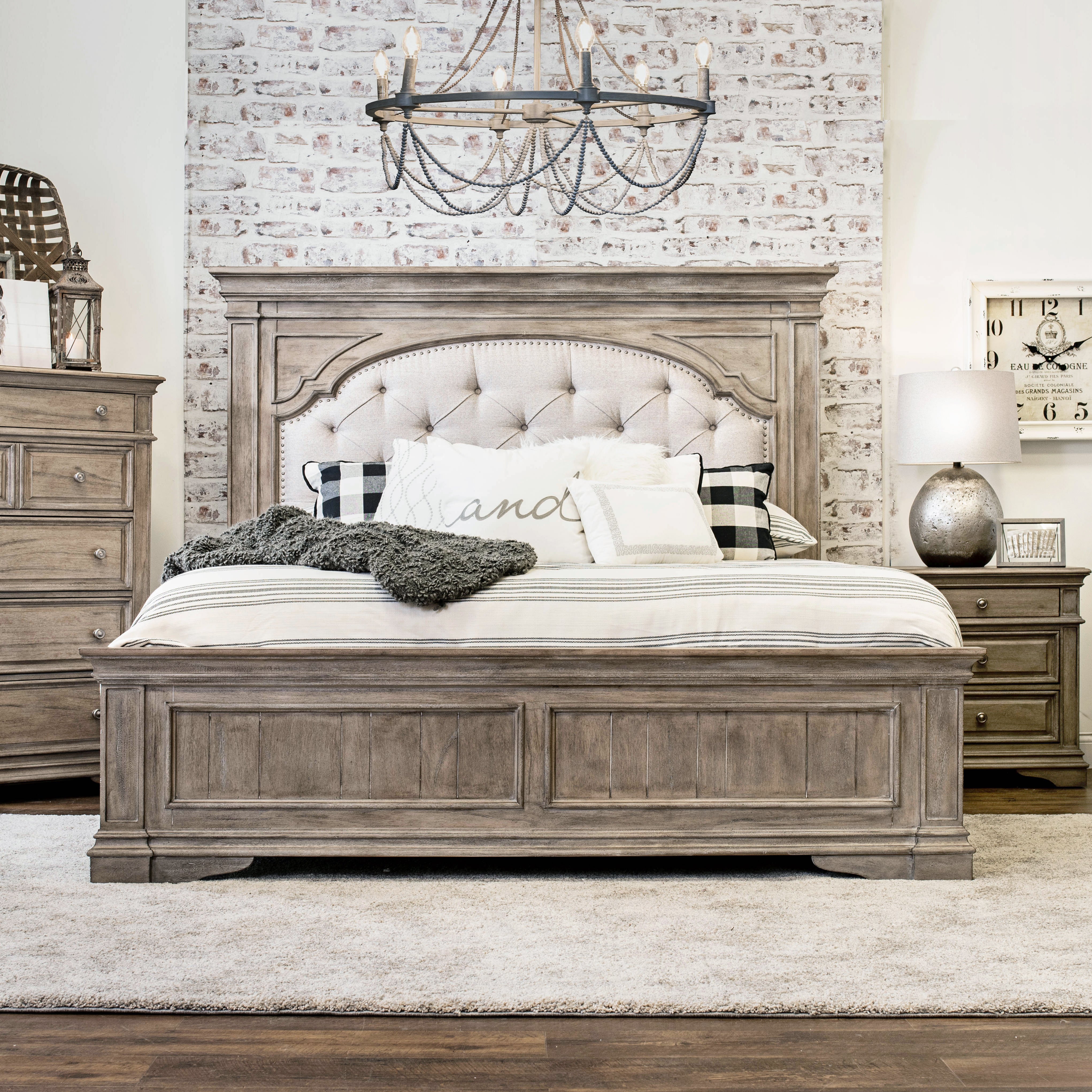 Steve Silver Furniture - Highland Park King Bed - Brown - Light Brown Faux Leather - Beds - Additional View 6