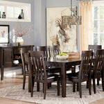 Ashley Furniture - Haddigan 9 Piece Dining Set - Dark Brown Leather Match|Wood - Dining Room Sets