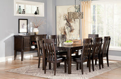 Ashley Furniture - Haddigan 9 Piece Dining Set - Dark Brown Leather Match|Wood - Dining Room Sets