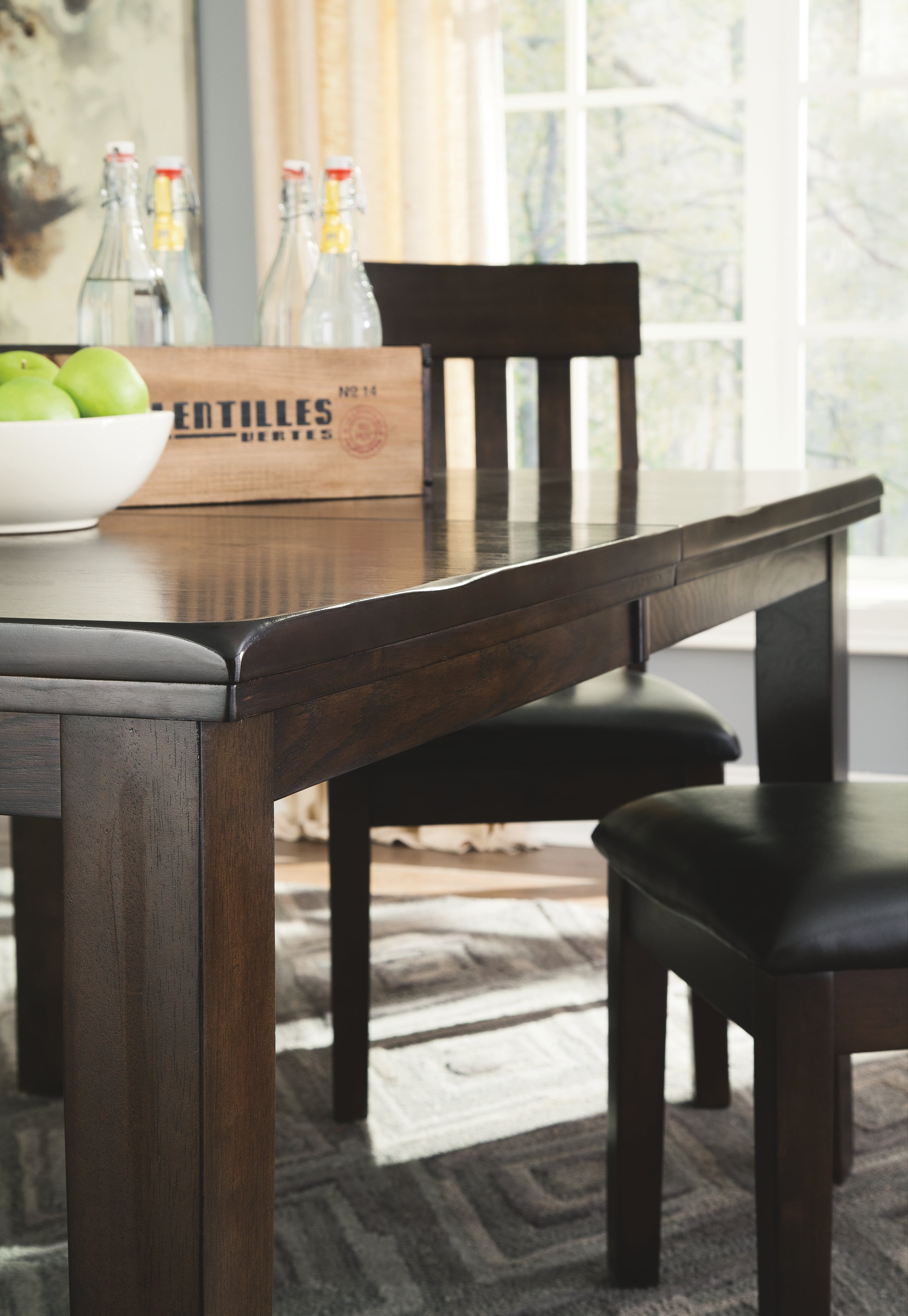 Ashley Furniture - Haddigan 9 Piece Dining Set - Dark Brown Leather Match|Wood - Dining Room Sets - Additional View 2