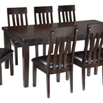 Ashley Furniture - Haddigan 9 Piece Dining Set - Dark Brown Leather Match|Wood - Dining Room Sets - Additional View 3