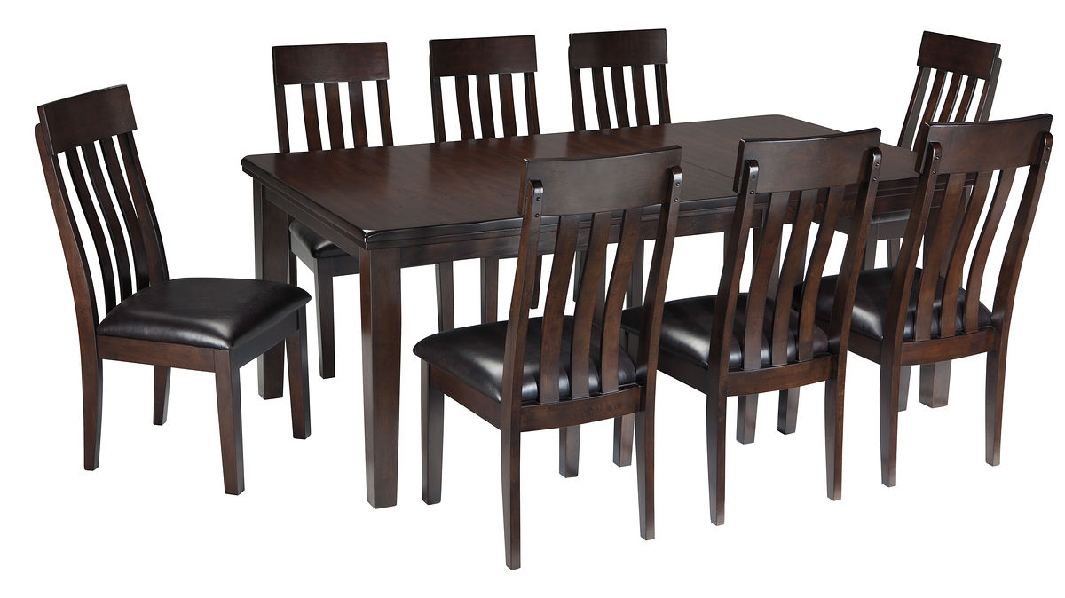 Ashley Furniture - Haddigan 9 Piece Dining Set - Dark Brown Leather Match|Wood - Dining Room Sets - Additional View 3