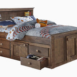Diego Chestnut Full Captain's Bed With Storage And Bunkie Mattress