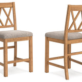 Ashley Furniture - HAVONPLANE COUNTER HEIGHT BARSTOOL - Light Brown Fabric|Wood - Stools
