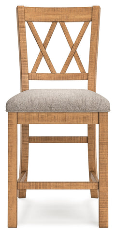 Ashley Furniture - HAVONPLANE COUNTER HEIGHT BARSTOOL - Light Brown Fabric|Wood - Stools - Additional View 5