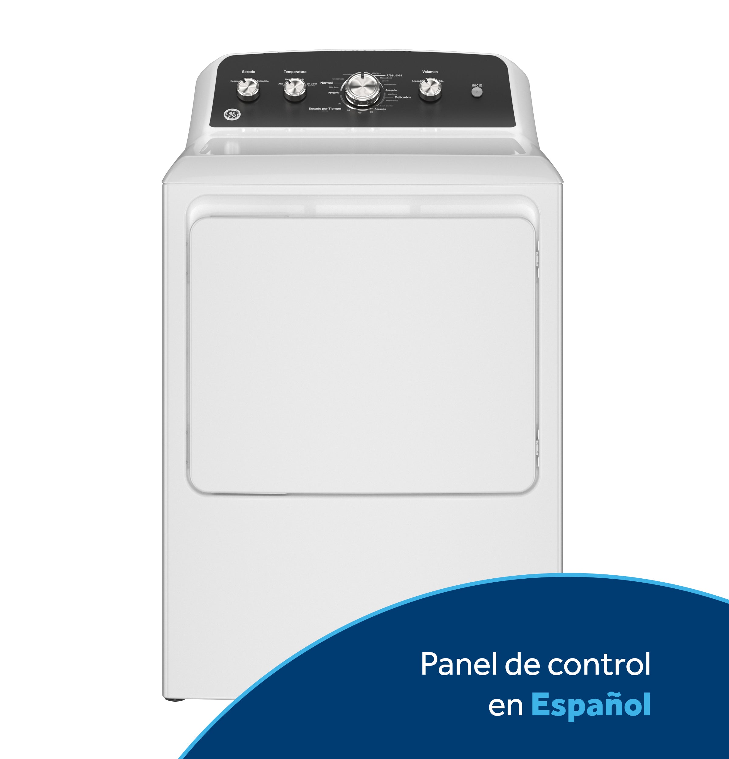 GE WHITE ELECTRIC 7.2CU DRYER WITH SPANISH PANEL - Dryers