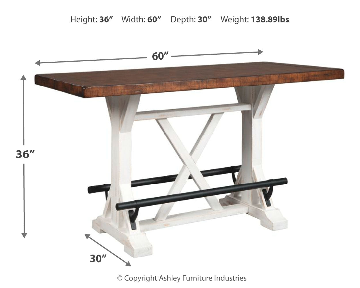 Ashley Furniture - VALEBECK COUNTER TABLE - Light Brown Wood - Tables - Additional View 3