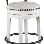 Ashley Furniture - Valebeck 30" Swivel Barstool - White - Fabric|Metal|Wood - Stools