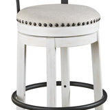 Ashley Furniture - Valebeck 30" Swivel Barstool - White - Fabric|Metal|Wood - Stools