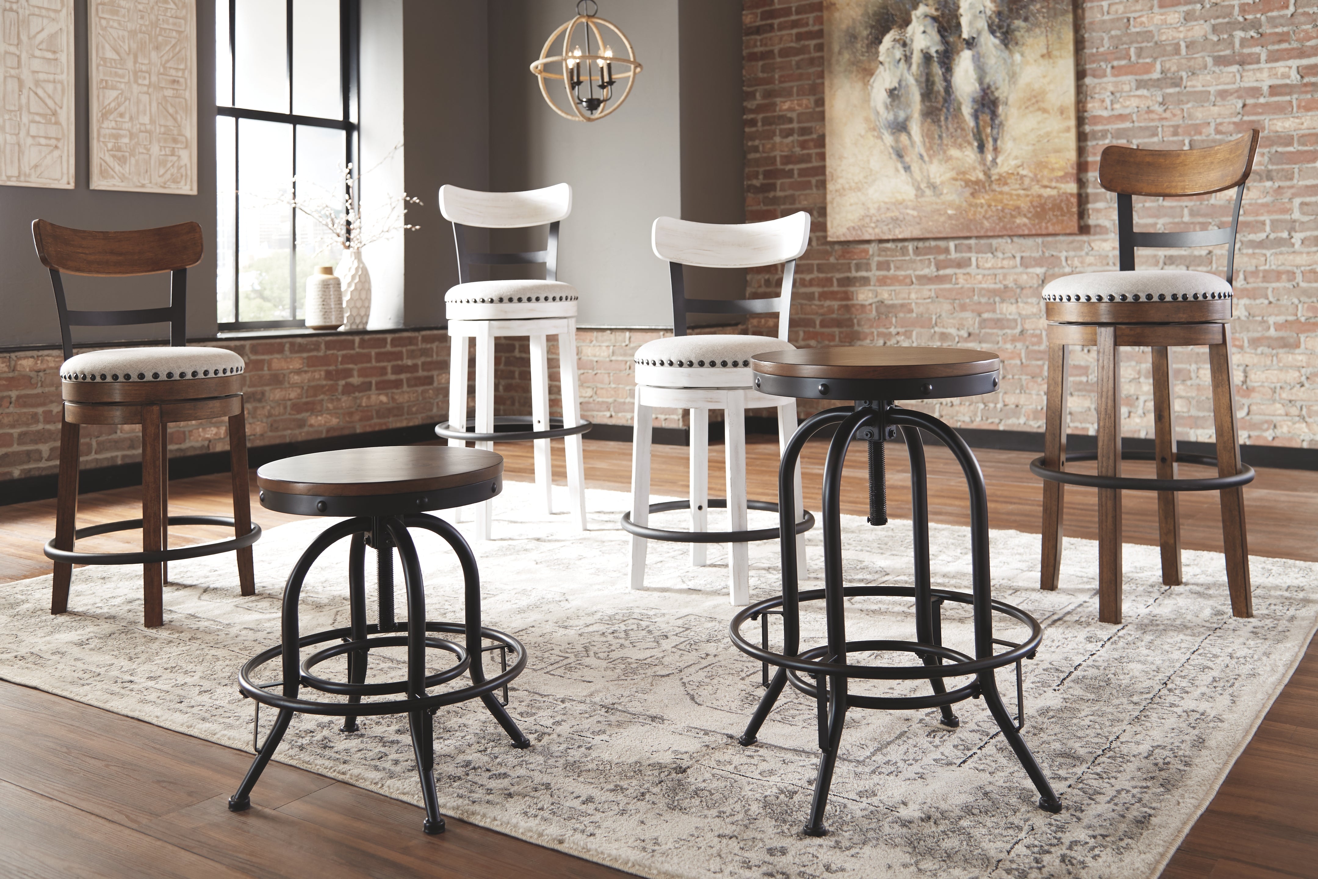 Ashley Furniture - Valebeck 30" Swivel Barstool - White - Fabric|Metal|Wood - Stools - Additional View 1