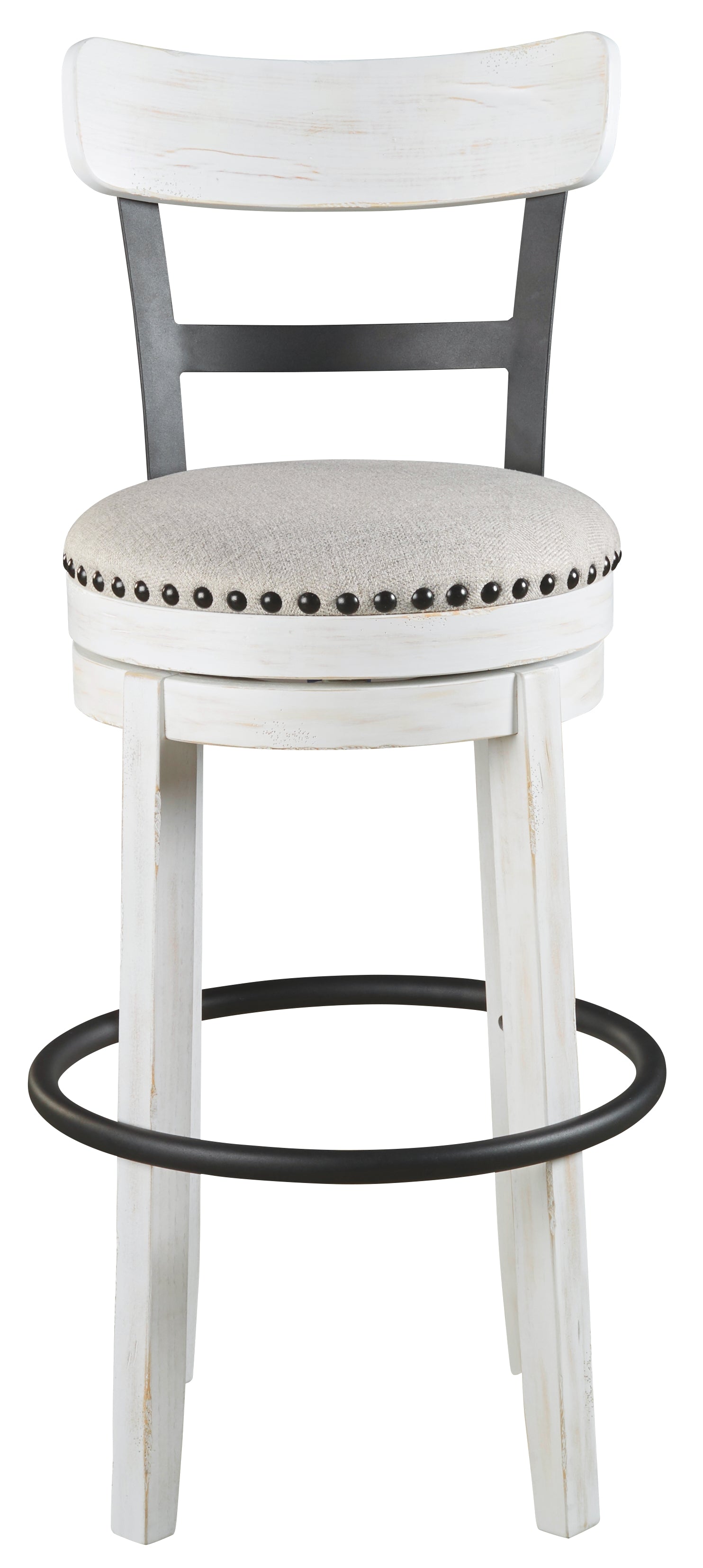 Ashley Furniture - Valebeck 30" Swivel Barstool - White - Fabric|Metal|Wood - Stools - Additional View 3