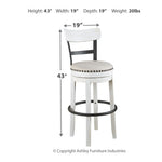 Ashley Furniture - Valebeck 30" Swivel Barstool - White - Fabric|Metal|Wood - Stools - Additional View 4