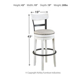 Ashley Furniture - Valebeck 30" Swivel Barstool - White - Fabric|Metal|Wood - Stools - Additional View 4