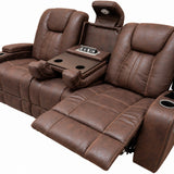Ozias Brown Reclining Sofa With Drop Down Table - Additional View 1