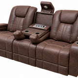 Ozias Brown Reclining Sofa With Drop Down Table - Additional View 2