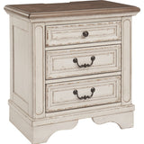 Ashley Furniture - Realyn Three Drawer Night Stand - White Wood - Nightstands