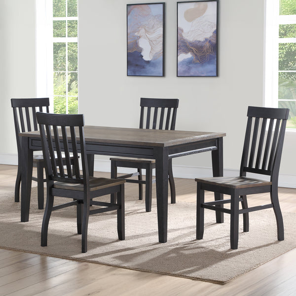 Steve Silver Furniture - Raven Noir 5 Piece Dining Set - Dark Brown|Black Wood - Dining Room Sets