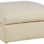 Ashley Furniture - ELYZA LINEN OVERSIZED OTTOMAN - Beige Fabric - Ottomans