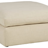 Ashley Furniture - ELYZA LINEN OVERSIZED OTTOMAN - Beige Fabric - Ottomans