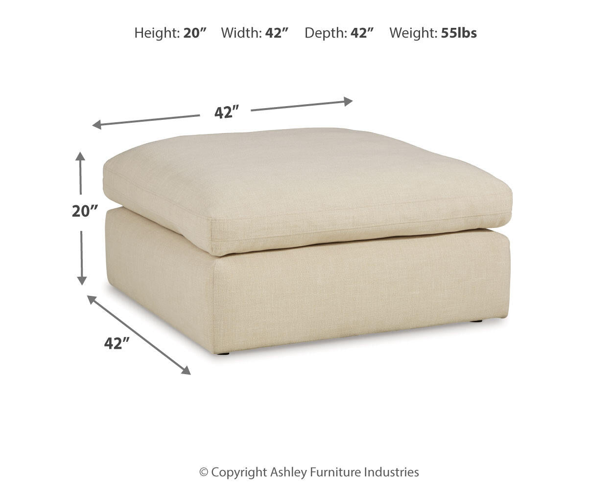 Ashley Furniture - ELYZA LINEN OVERSIZED OTTOMAN - Beige Fabric - Ottomans - Additional View 3