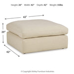 Ashley Furniture - ELYZA LINEN OVERSIZED OTTOMAN - Beige Fabric - Ottomans - Additional View 3