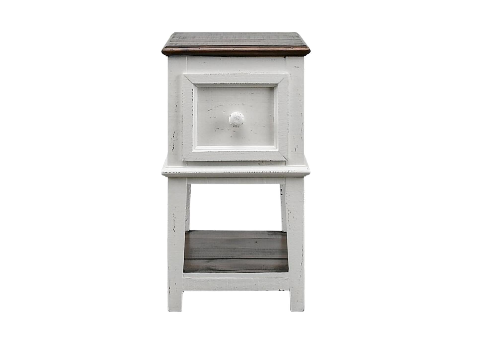 SAUL WHITE/TOBACCO ACCENT TABLE