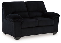 Ashley Furniture - Simplejoy Loveseat - Onyx - Black Fabric - Loveseats