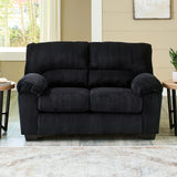 Ashley Furniture - Simplejoy Loveseat - Onyx - Black Fabric - Loveseats - Additional View 1