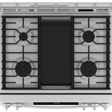 GE 30" Slide-In Front-Control Convection Gas Range With No Preheat Air Fry And Easywash Oven Tray - White - Ranges - Additional View 1