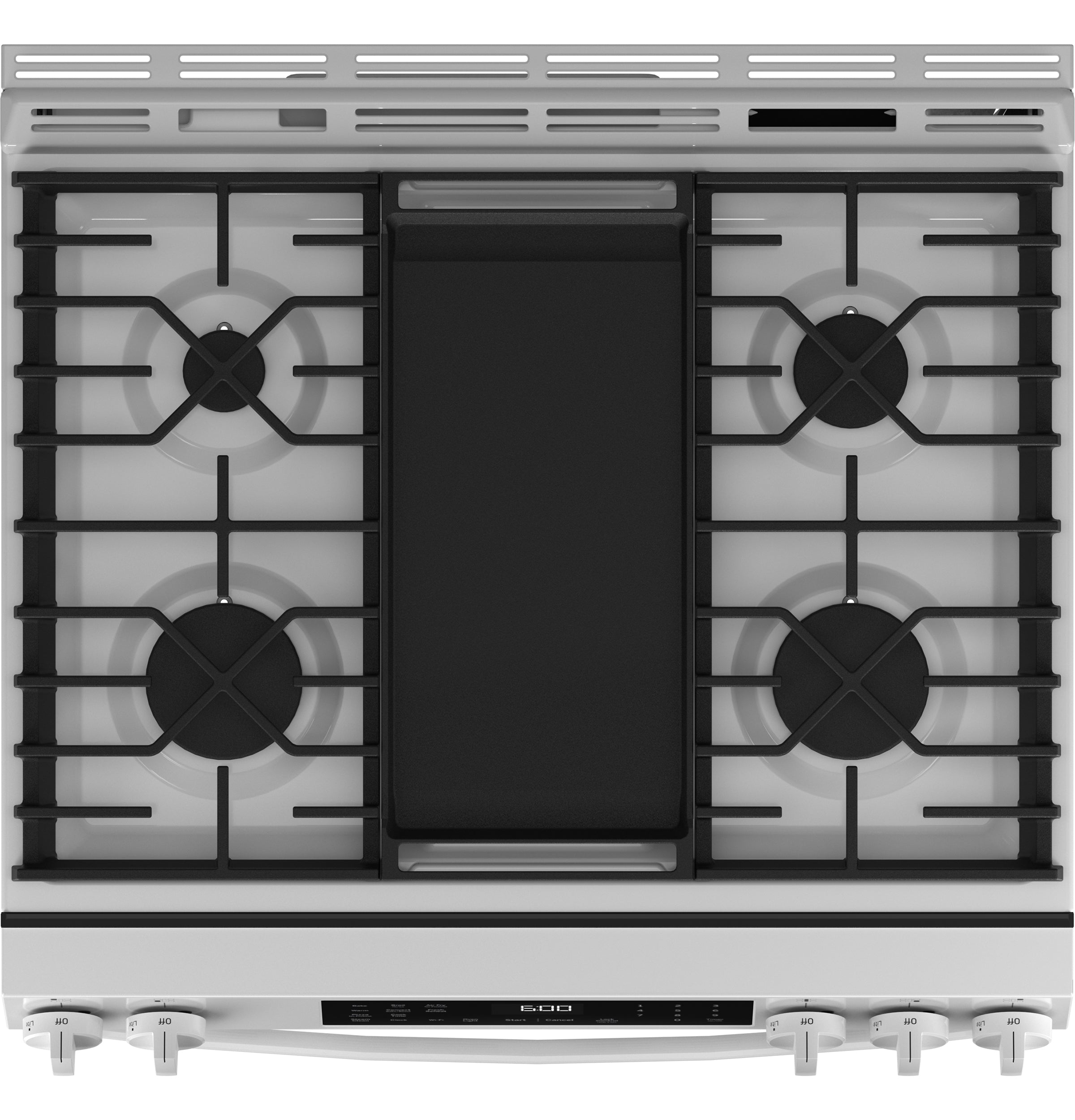 GE 30" Slide-In Front-Control Convection Gas Range With No Preheat Air Fry And Easywash Oven Tray - White - Ranges - Additional View 1