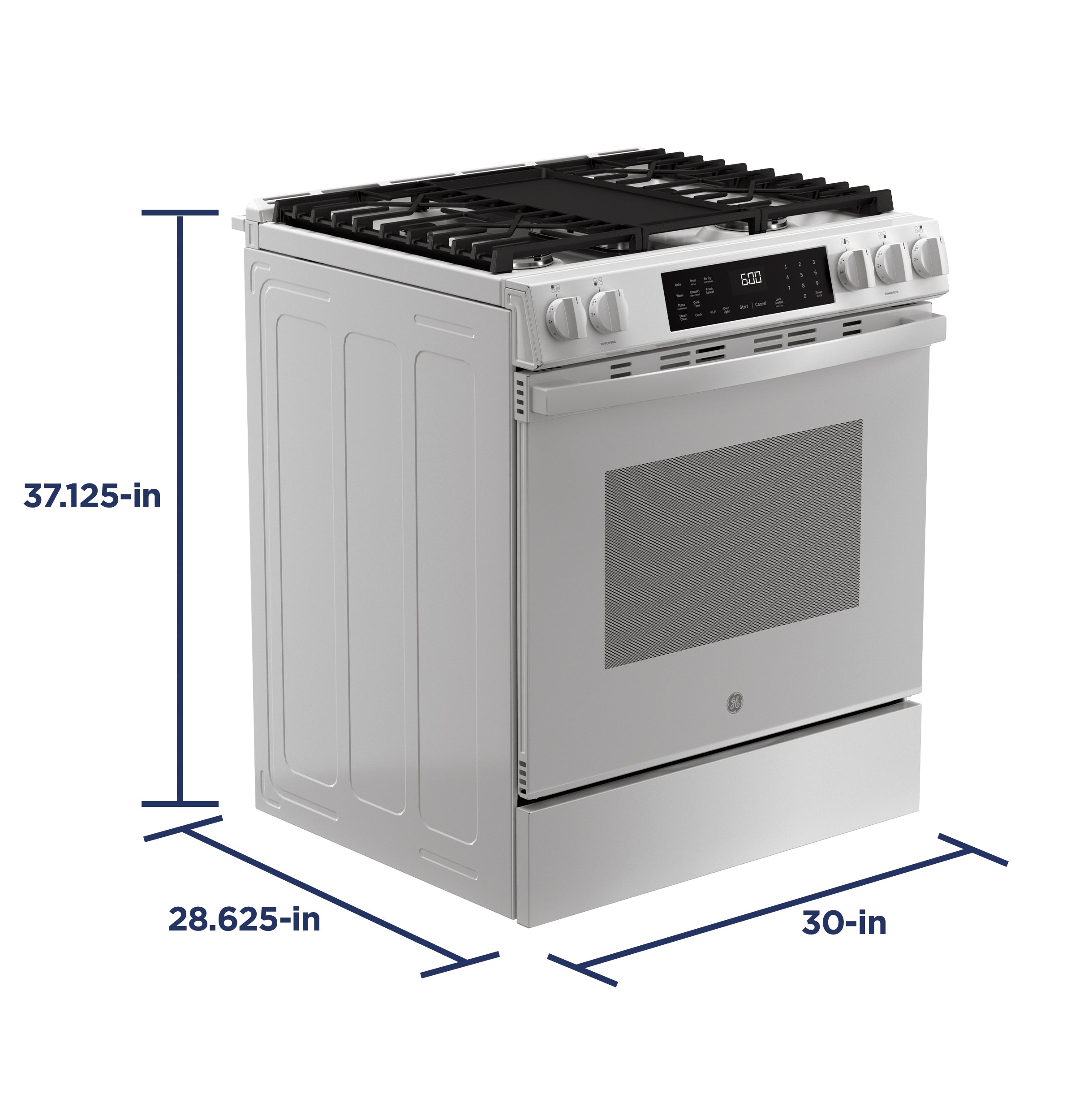 GE 30" Slide-In Front-Control Convection Gas Range With No Preheat Air Fry And Easywash Oven Tray - White - Ranges - Additional View 34