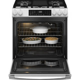 GE 30" Slide-In Front-Control Convection Gas Range With No Preheat Air Fry And Easywash Oven Tray - White - Ranges - Additional View 3