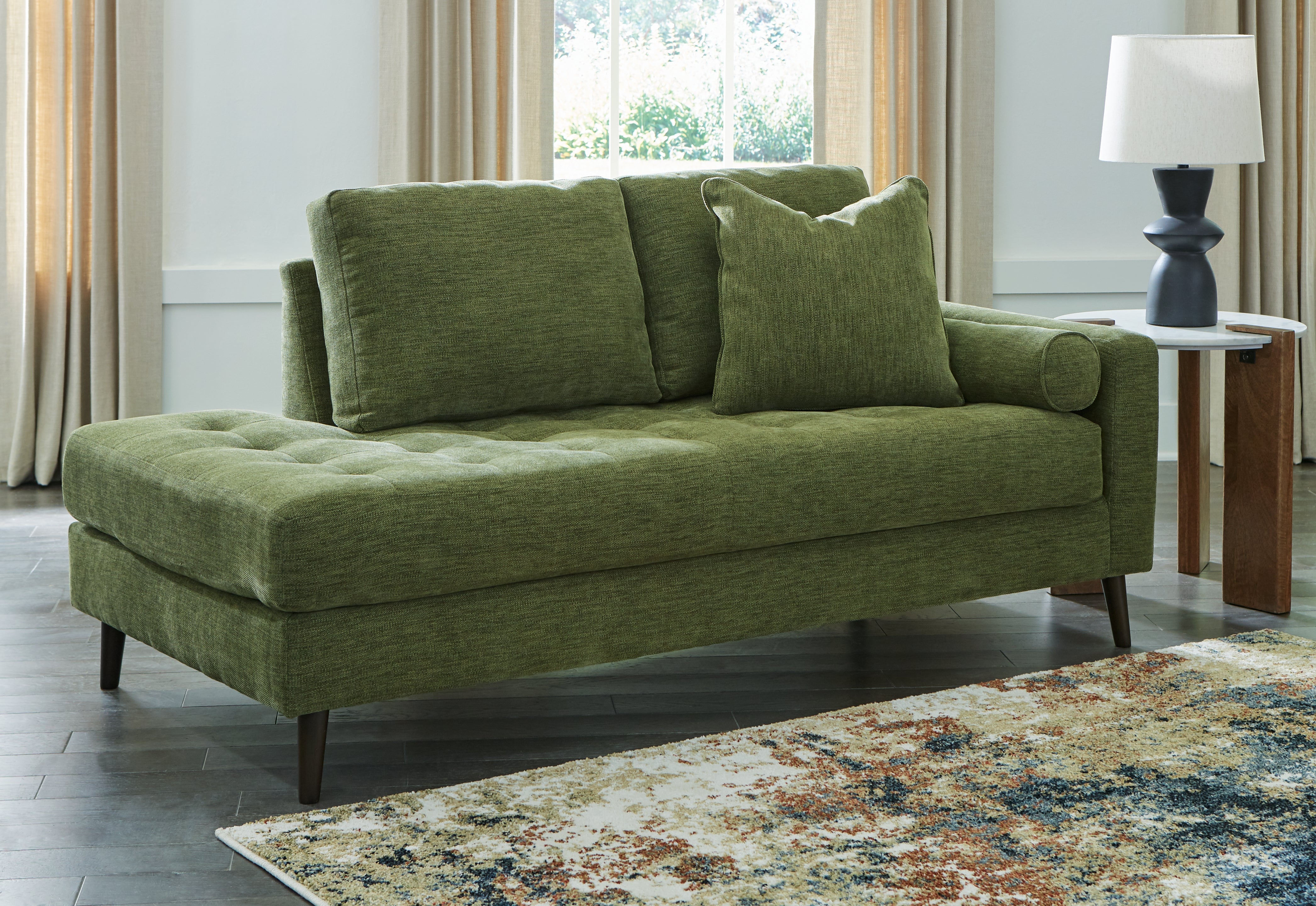 Ashley Furniture - Bixler Raf Chaise - Olive - Green Fabric - Chaises - Additional View 1