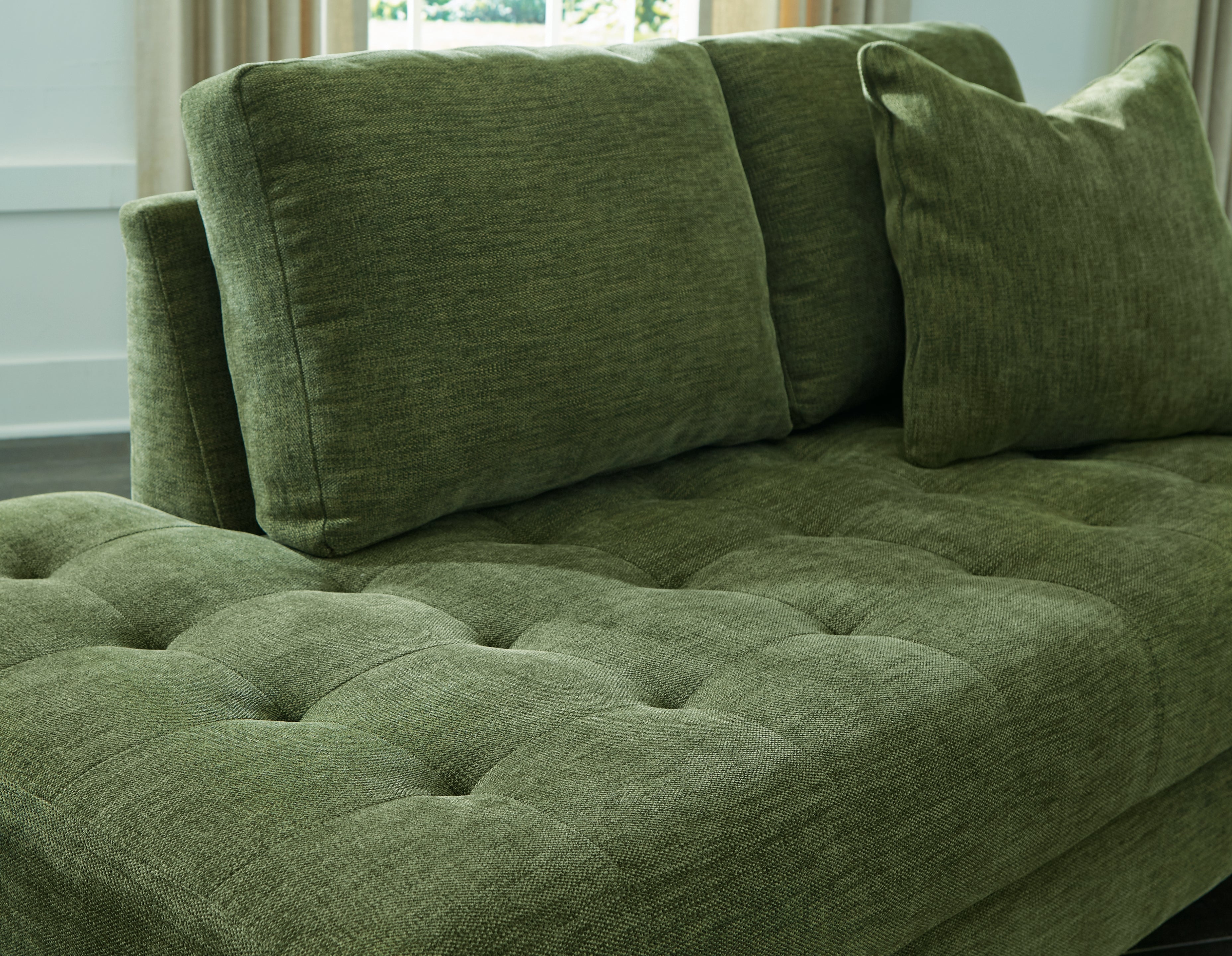 Ashley Furniture - Bixler Raf Chaise - Olive - Green Fabric - Chaises - Additional View 6