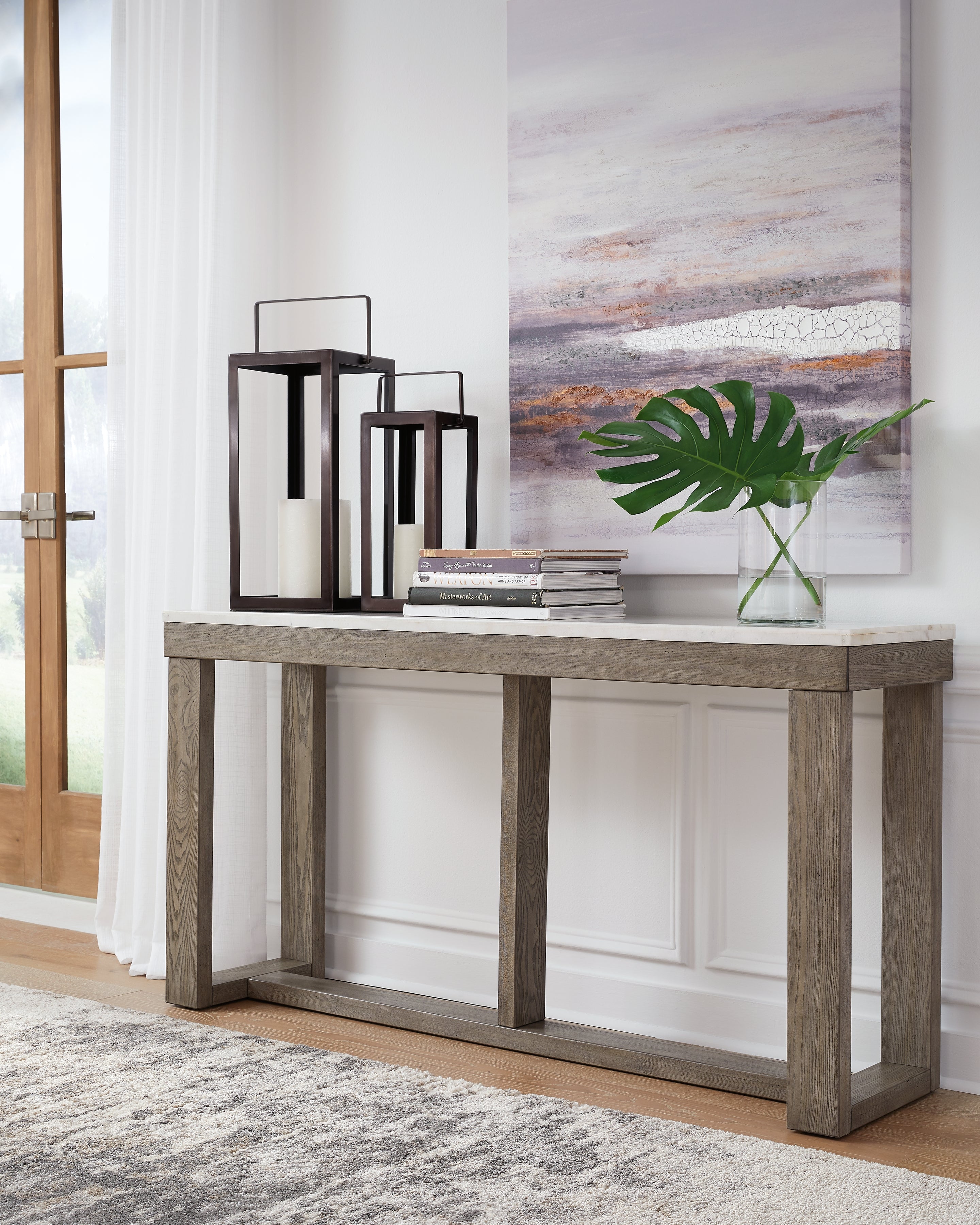 Ashley Furniture - LOYASKA SOFA TABLE - Dark Brown Marble/Stone - Tables - Additional View 1
