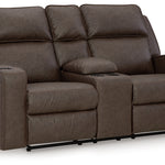 Ashley Furniture - Lavenhorne Reclining Loveseat With Console - Granite - Dark Gray Faux Leather - Loveseats