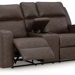 Ashley Furniture - Lavenhorne Reclining Loveseat With Console - Granite - Dark Gray Faux Leather - Loveseats - Additional View 2