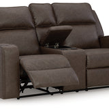 Ashley Furniture - Lavenhorne Reclining Loveseat With Console - Granite - Dark Gray Faux Leather - Loveseats - Additional View 2